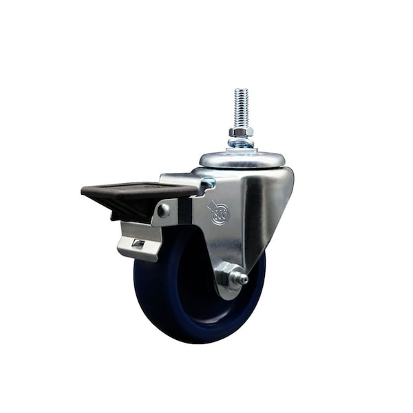 35 Inch Solid Polyurethane 38 Inch Threaded Stem Caster with Brake